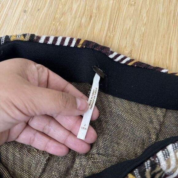 Free People Pants Sz 2 Plaid Checkered Kick Flare Cropped Knit 70s Hippie Retro - Picture 4 of 15